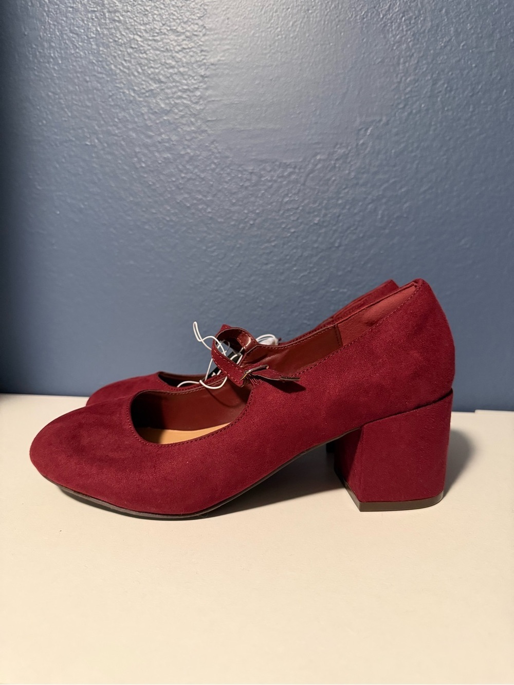 Torrid Wine Burgundy Faux Suede Block Heel Mary Jane Pumps Wide Width Size 7.5
